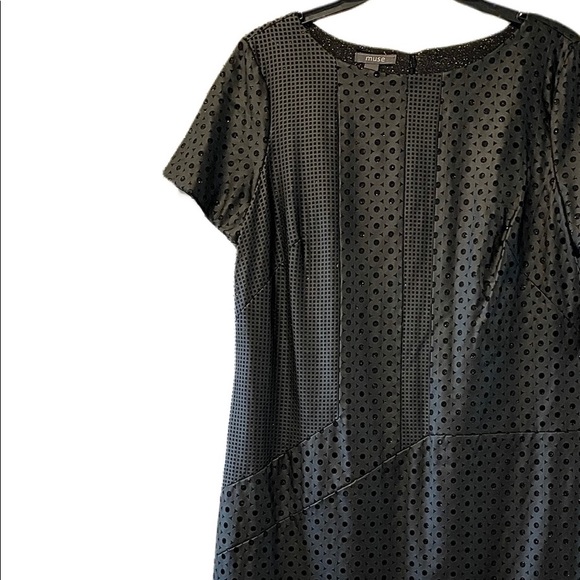 (Sizes 8,10) Perforated Black Faux Leather Dress - Picture 2 of 13